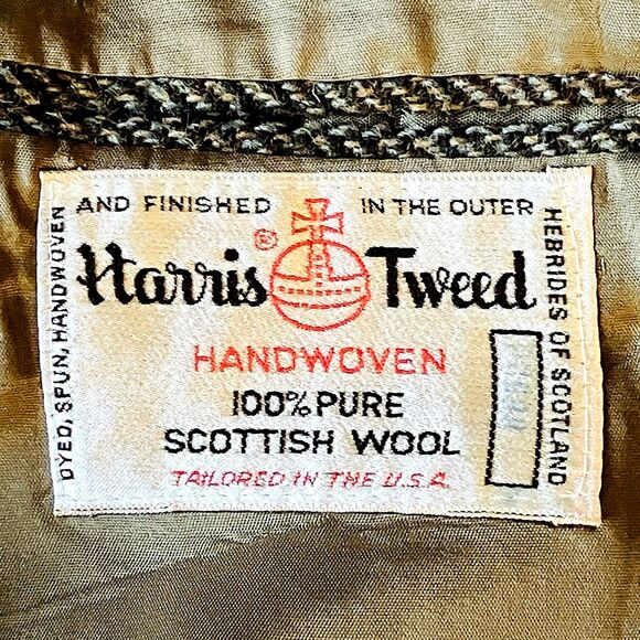 Harris Tweed Brookford Vintage Sport Coat Gray Herringbone Scottish Wool 44S USA - Picture 3 of 16